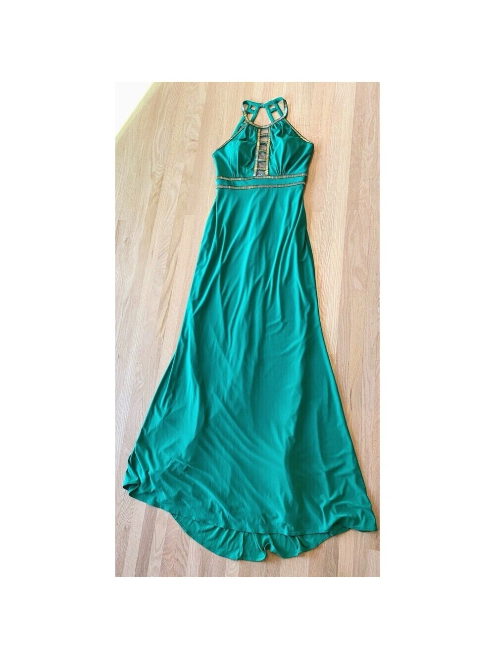Xscape beaded green homecoming halter dress 4 black tie wedding guest Prom